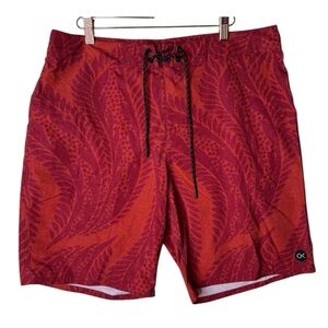 Men's Outerknown Nomadic Stretch Trunks Boardshorts Red Floral Size 34